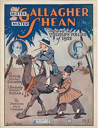 Al Shean (izquierda) en un cartel del espectáculo Gallagher and Shean, 1922.