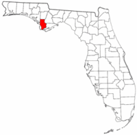 Mapa de Florida con el Condado de Gulf resaltado