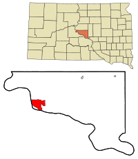 Hughes County South Dakota Incorporated and Unincorporated areas Pierre Highlighted.svg