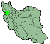 Mapa que muestra la provincia iraní de Kurdistán