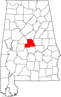 Mapa de Alabama con el Condado de Chilton resaltado
