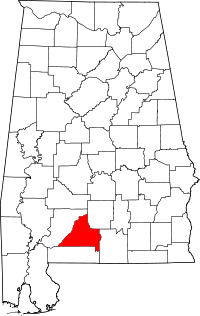 Mapa de Alabama con el Condado de Conecuh resaltado