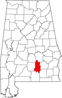 Mapa de Alabama con el Condado de Crenshaw resaltado