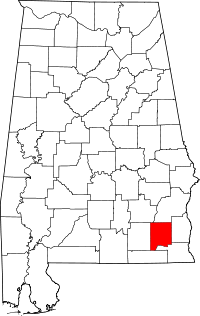 Mapa de Alabama con el Condado de Dale resaltado