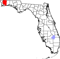 Mapa de Florida con el Condado de Santa Rosa resaltado