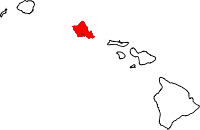 Mapa de Hawái con el Honolulu County resaltado