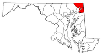 Mapa de Maryland con el Condado de Cecil resaltado
