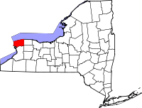 Mapa de Nueva York con el Condado de Niágara resaltado