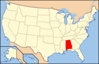 Mapa de los EE. UU. resaltando Alabama