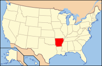 Mapa de los EE. UU. resaltando Arkansas