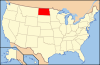 Mapa de los EE. UU. resaltando Dakota del Norte