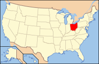 Mapa de los EE. UU. resaltando Ohio