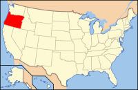 Mapa de los EE. UU. resaltando Oregón