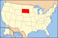 Mapa de los EE. UU. resaltando Dakota del Sur
