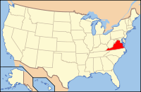Mapa de los EE. UU. resaltando Virginia