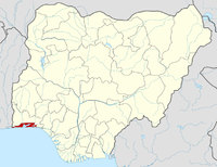 Localización del Estado de Lagos en Nigeria