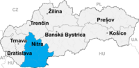 Situación de la región en Eslovaquia.