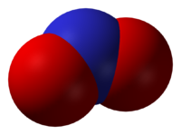 Representación molecular del óxido de nitrógeno (IV)