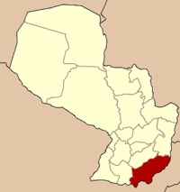 Ubicación del departamento en el Paraguay