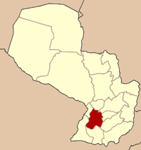 Localización del departamento de Departamento de Paraguarí en el mapa de Paraguay.