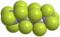 Space-filling model of the perfluorohexane molecule