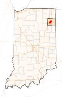 Localización en el estado de Indiana, EE. UU.