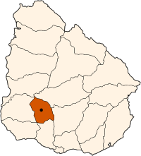 Localización del departamento de Flores en el mapa de Uruguay.