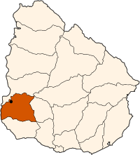 Localización del departamento de Soriano en el mapa de Uruguay.