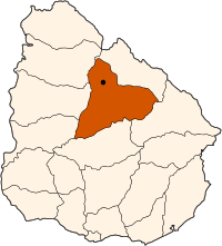Localización del departamento de Tacuarembó en el mapa de Uruguay.