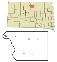 Walworth County South Dakota Incorporated and Unincorporated areas Mobridge Highlighted.svg