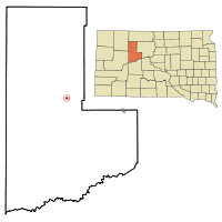 Ziebach County South Dakota Incorporated and Unincorporated areas Dupree Highlighted.svg