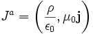 J^a = \left(\frac\rho{\epsilon_0}, \mu_0\mathbf j\right)