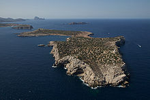 Arial view of the little island of Sa Conillera, nearby St. Antoni de Portmany.JPG