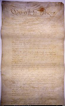 Primera página de los Artículos de la Confederación