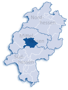 Lage des Landkreises Gießen in Hessen