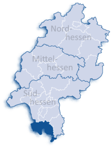 Lage des Kreises Bergstraße in Hessen