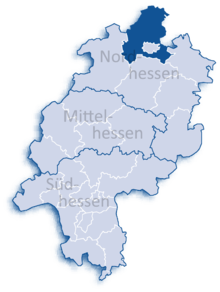 Lage des Landkreises Kassel in Hessen