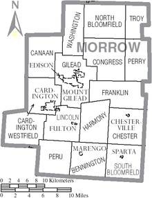 Map of Morrow County Ohio With Municipal and Township Labels.PNG
