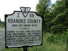 Roanoke County Virginia state historical marker.JPG