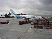 Tame aircraft Bogota airport.JPG