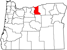 Mapa de Oregón con el Condado de Gilliam resaltado
