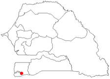 Localización de Ziguinchor en Senegal