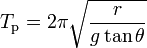 T_\text{p} = 2 \pi \sqrt {\frac {r} {g \tan \theta}}