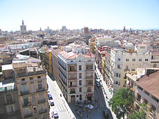 Vista de Ciutat Vella: a la derecha el bario del Carmen y a la izquierda el de la Seu.