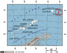 ubicación de Isla Clarence las Shetland del Sur
