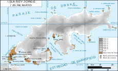 Mapa detallado de la isla Rey Jorge