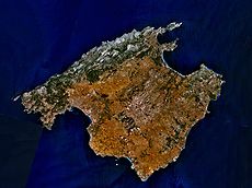 Fotografía satélite de la isla de Mallorca