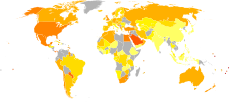 Mapa de la obesidad femenina en 2008      30–35%      35–40%      40–45%      45–50%      50–55%      >55%