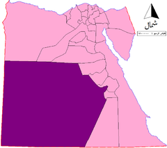 Mapa de Egipto destacando la gobernación