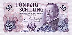 Billete de Austria de 50 schilling de 1962